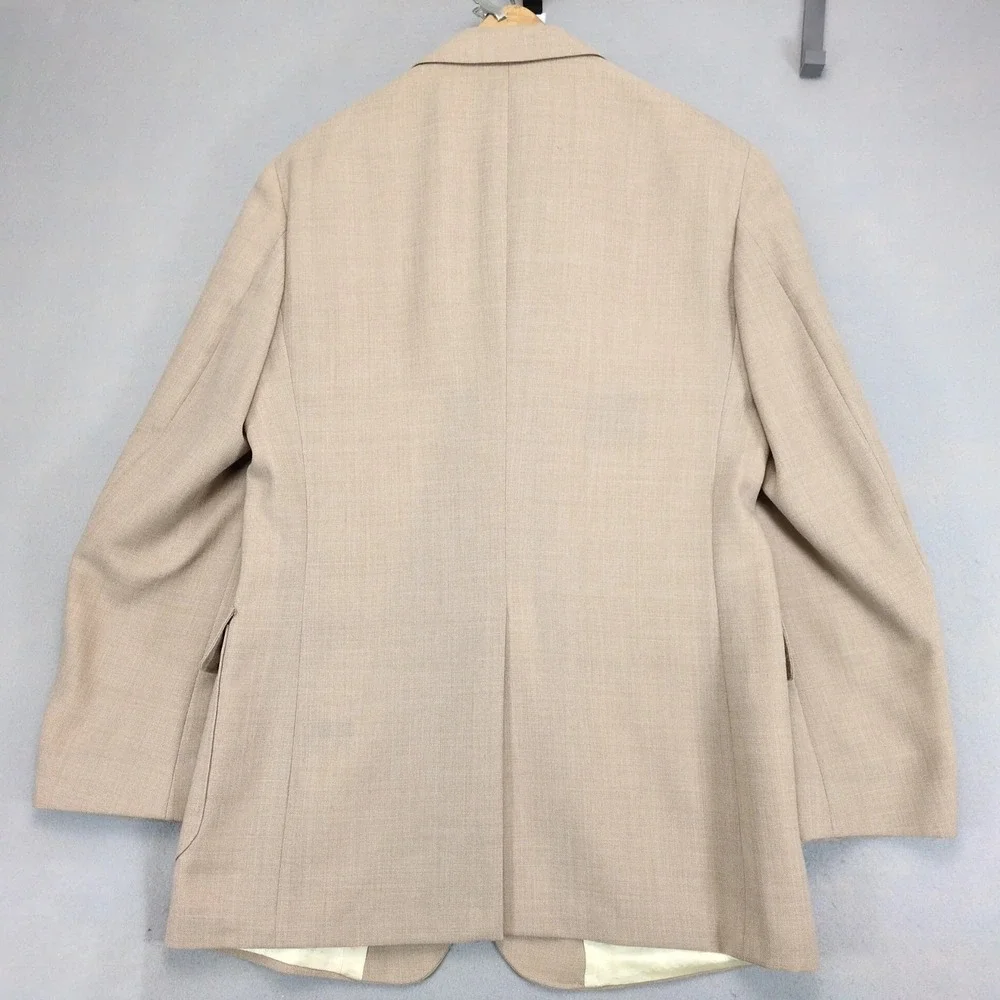 Vintage Stafford Beige Textured Blazer Mens 42L Gold Crest Buttons‎ Made USA 80s